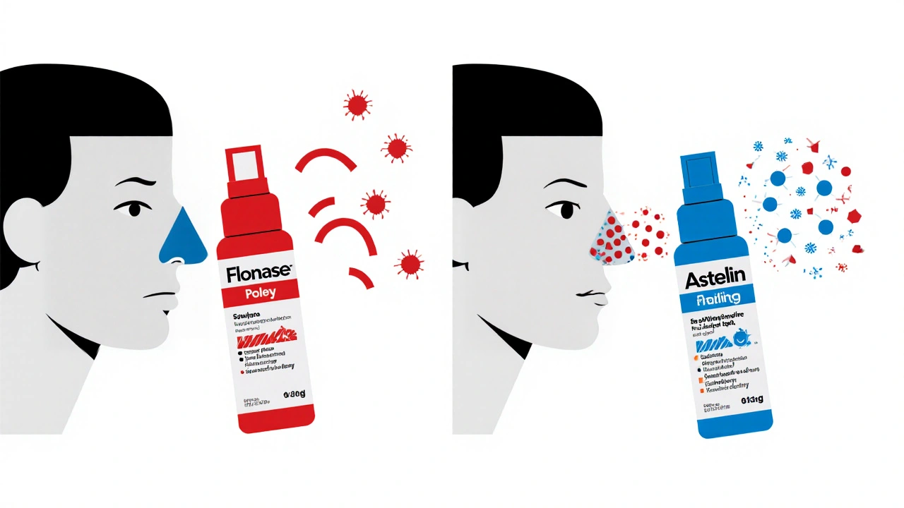 Side-by-side abstract sprays showing fast relief versus slow inflammation reduction.