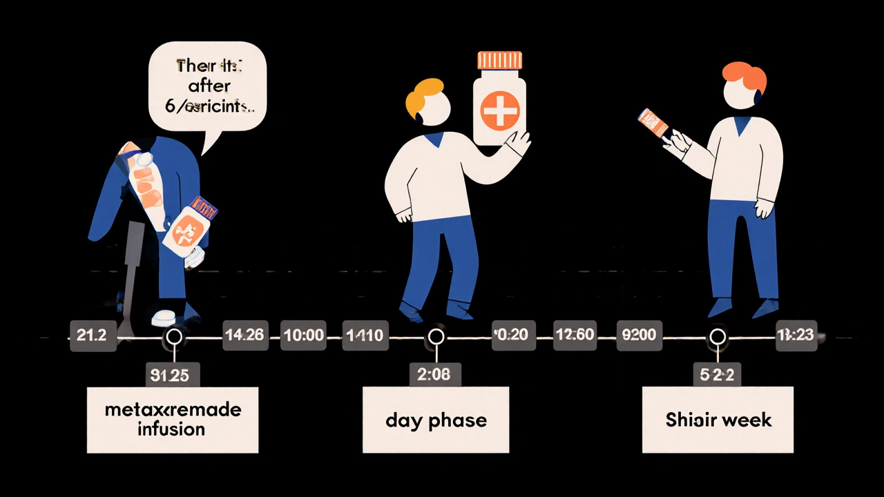 Timeline of vaccine timing for immunosuppressed patients shown through abstract figures and geometric markers.