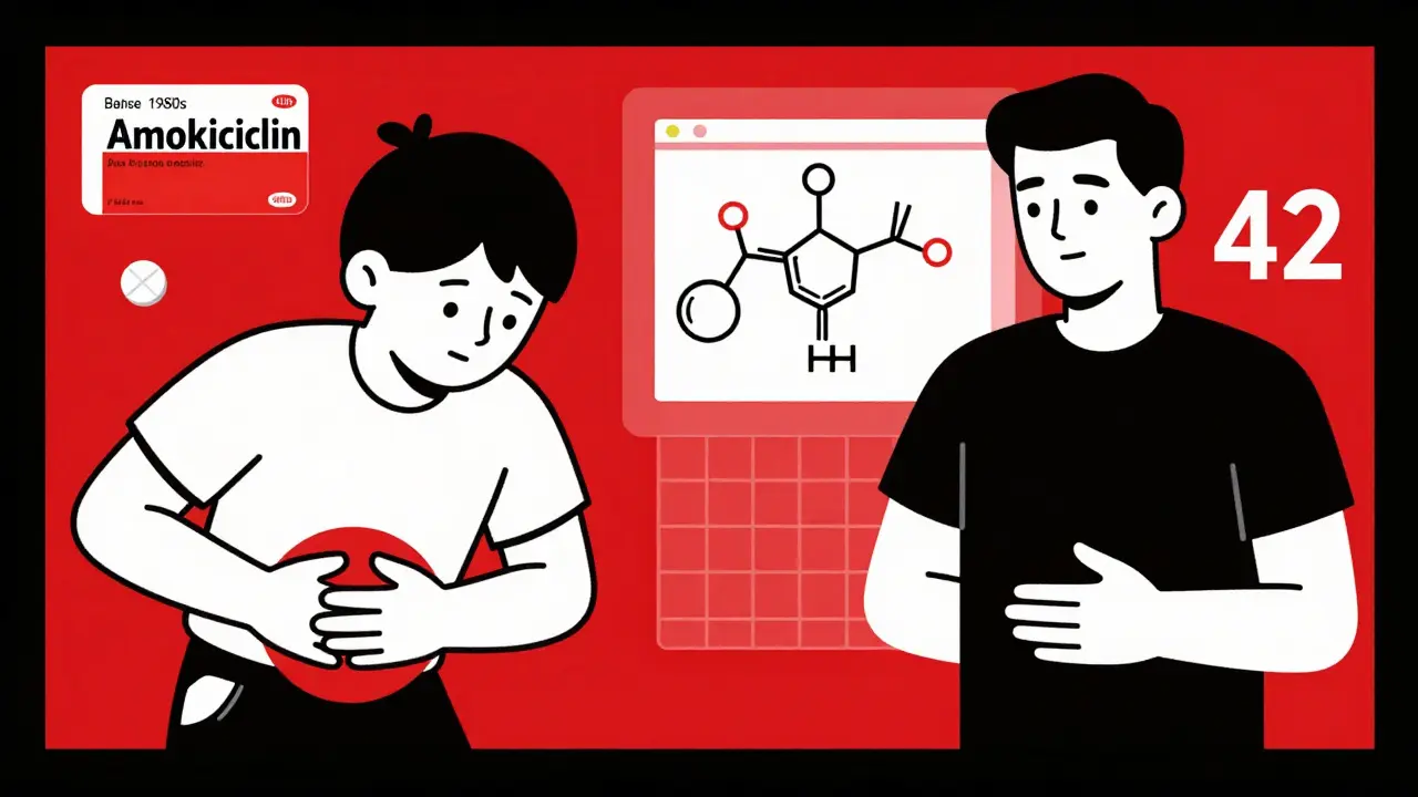 Split illustration showing a child's stomach ache and adult being wrongly flagged for penicillin allergy.