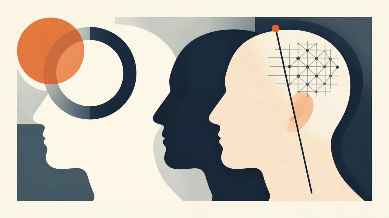 Bauhaus composition combining symbols of mindfulness, acupuncture, and AI for integrative care.