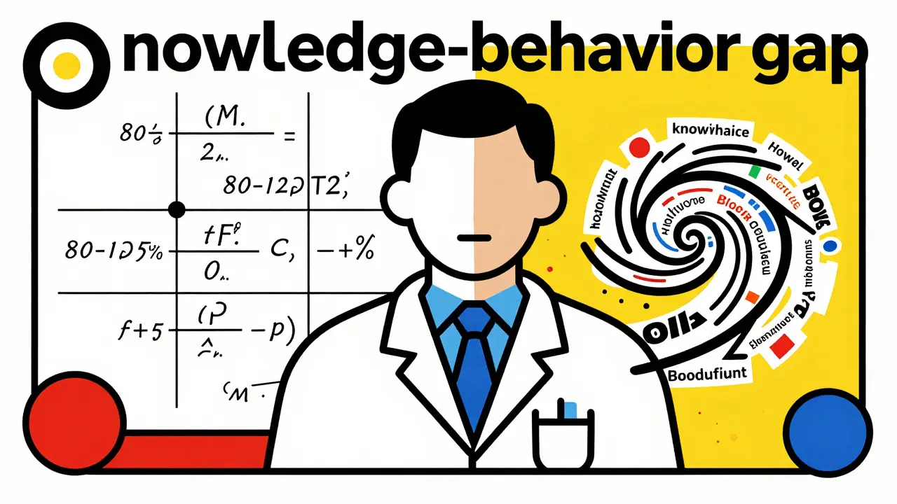 Geometric Bauhaus art showing the conflict between medical theory and prescribing habits.